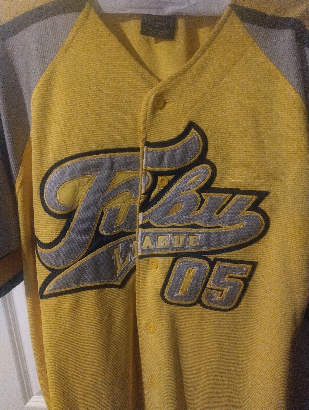 FUBU Yellow Ribbed Short-Sleeve Patch Tee